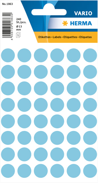 HERMA - Etiket herma 1863 rond 12mm blauw 240 stuks