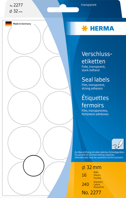 HERMA - Etiket 2277 rond 32mm transparant 240 stuks