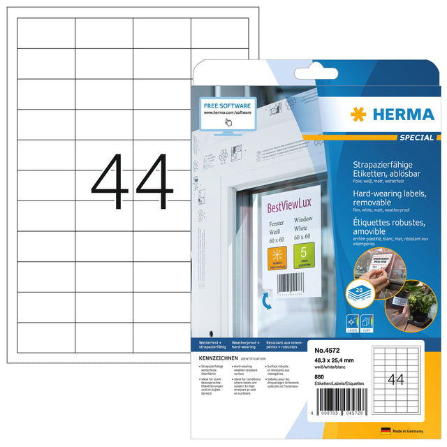 HERMA - Etiket herma 4572 48.3x25.4mm folie wit 880st