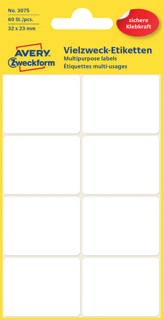 Étiquette Avery Zweckform 3075 32x23mm blanc 60 pièces