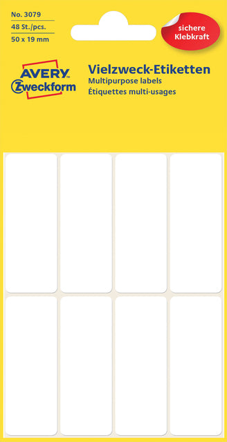 Étiquette Avery Zweckform 3079 50x19mm blanc 48 pièces