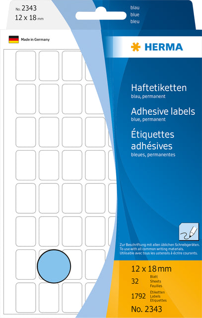 HERMA - Etiket herma 2343 12x18mm blauw 1792 stuks