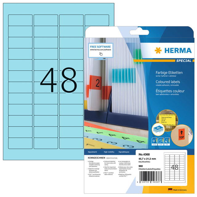 HERMA - Etiket herma 4368 45.7x21.2mm verwijderb bl 960st | 32 stuks