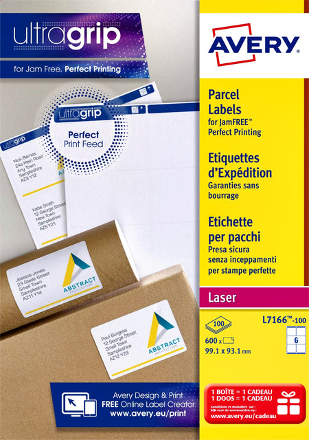 Étiquette Avery L7166-100 99.1x93.1mm 600 pièces blanc | 5 pièces