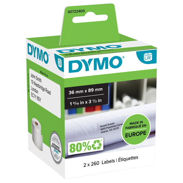Dymo - Etiket dymo labelwriter adressering 36x89 2st wit
