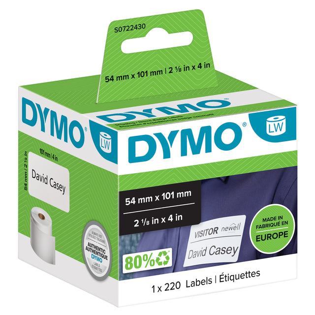 Dymo - Etiket dymo labelwriter naamkaart 54x101 wit | 6 stuks