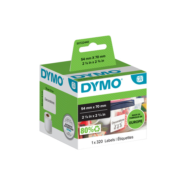 Dymo - Etiket dymo labelwriter multifunctioneel 54x70 wit | 6 stuks