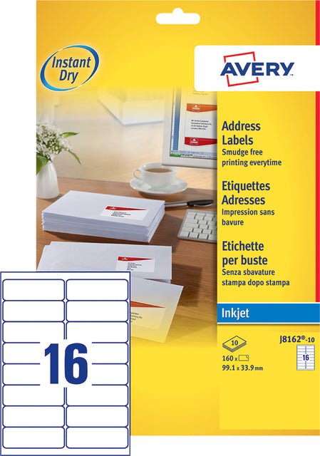 Etiquette Avery J8162-100 99.1x33.9mm blanc 1600 pièces