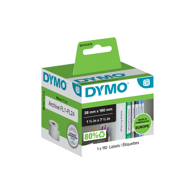Dymo - Etiket dymo labelwriter multif 38x190 wit