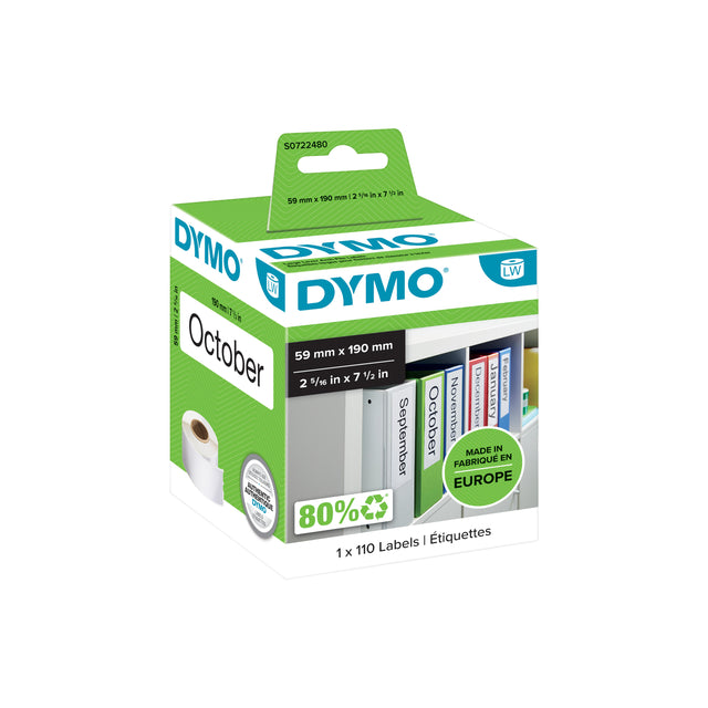 Dymo - Etiket LabelWriter naamkaart ordner 59x190mm 1 rol á 110 stuks wit