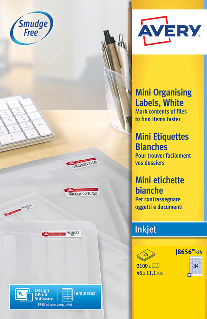 Etiquette Avery J8656-25 46x11.1mm blanc 2100 pièces