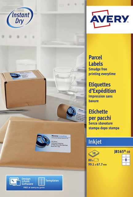 Étiquette Avery J8165-10 99.1x67.7mm blanc 80 pièces