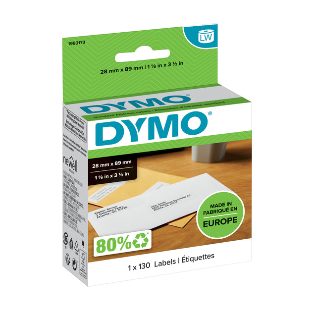 Label Dymo 19831 graveur d'étiquettes 28x89mm étiquette d'adresse 130 pièces