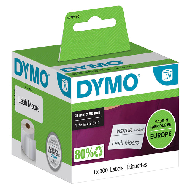 Dymo - Etiket dymo labelwriter naamkaart 41x89 wit
