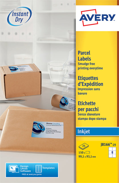 Etiquette avery j8166-25 99.1x93.1mm blanc 150 pièces