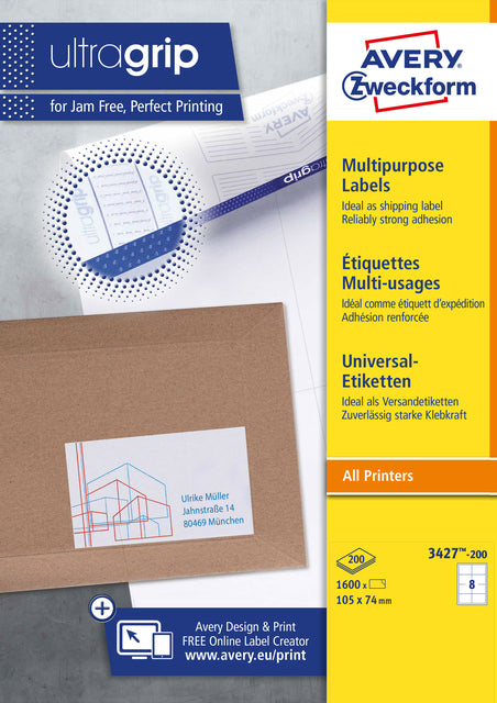 Etiquette az 3427 105x74mm blanc 1600 pièces