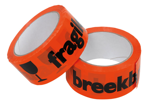 Ruban d'avertissement IEZY fragile 50mmx66m orange/noir | 3 pièces
