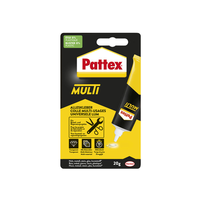 Colle tout usage Pattex Multi tube 20gram sur blister | 6 morceaux