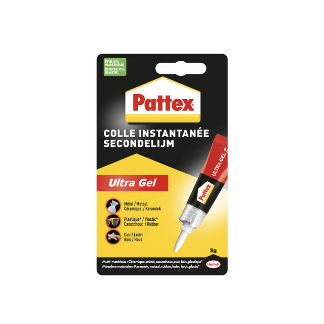Superglue Pattex ultra gel tube 3gram sur blister | 12 pièces