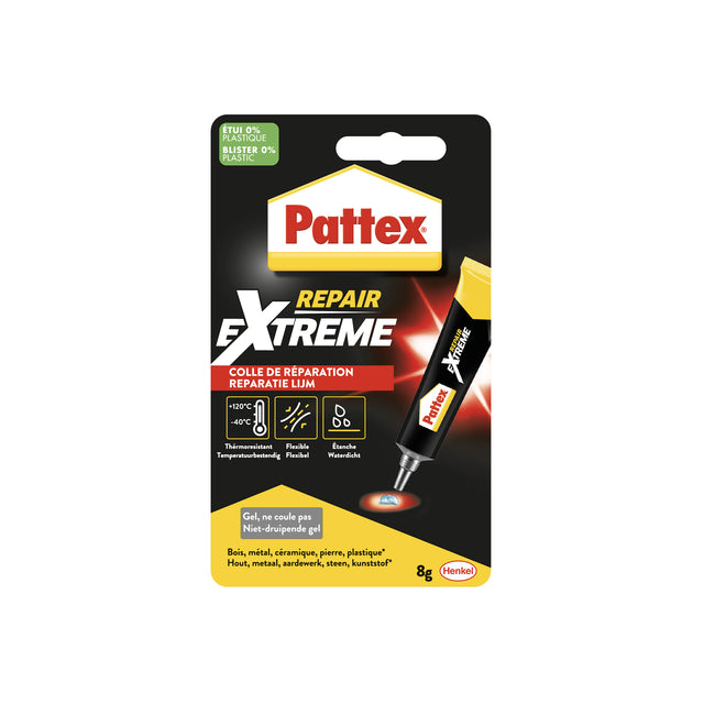 Colle tout usage Pattex Repair Extreme tube 8 grammes sur blister | 12 pièces