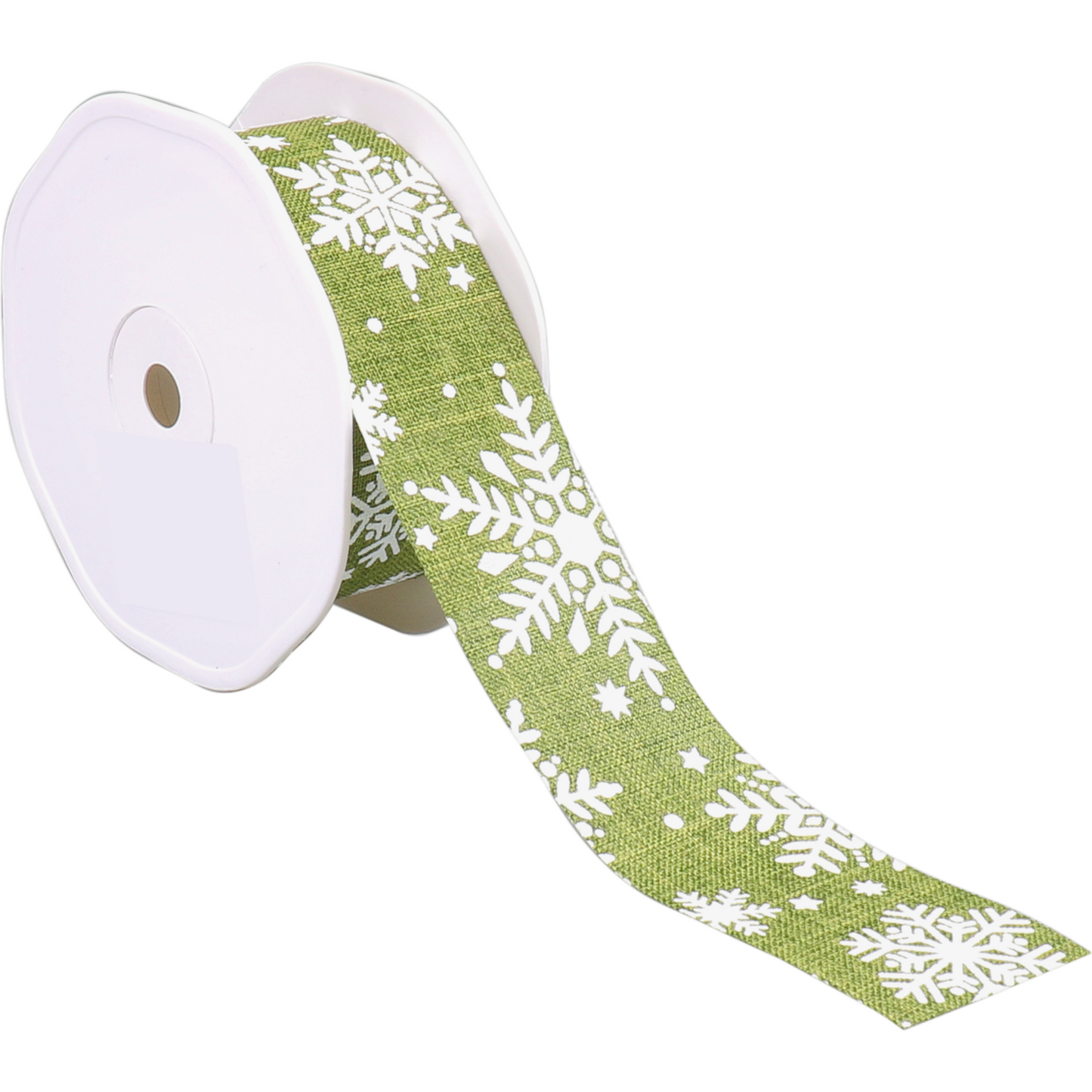 Klika - Lint | 38mm | 15m | Sneeuwvlok | Katoen | groen | 1 stuks