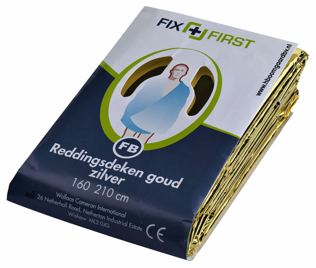 Fixfirst - Reddingsdeken fixfirst folie 160x210cm zilver/goud