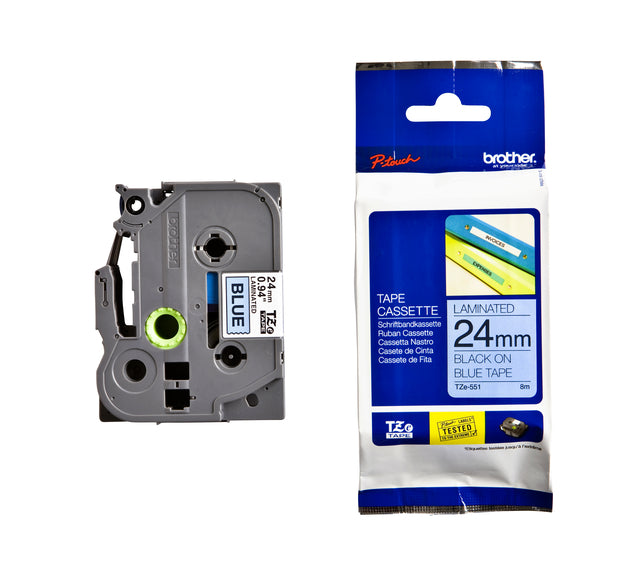 Ruban d'étiquette Brother P-touch TZE-551 24mm noir sur bleu