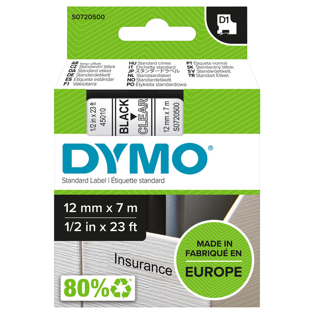 Dymo - Labele dymo labelmanager d1 polyester 12mm trns | 5 stuks