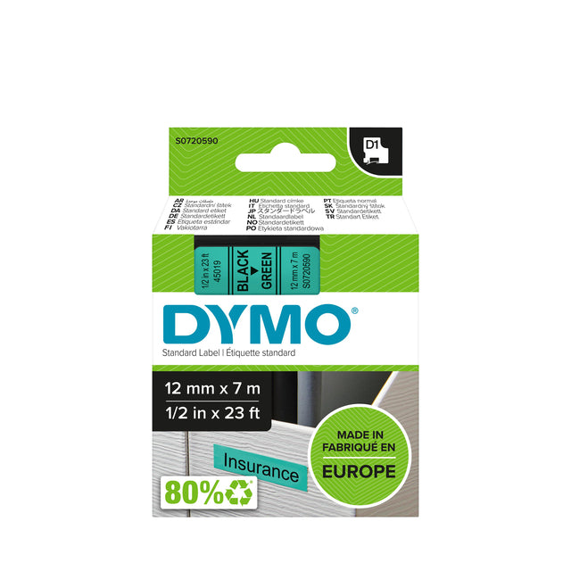 Dymo - Labele dymo labelmanager d1 polyester 12mm grn | 5 stuks