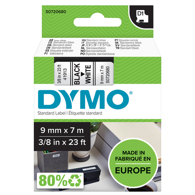 Dymo - Labele dymo labelmanager d1 polyester 9mm wit | 5 stuks