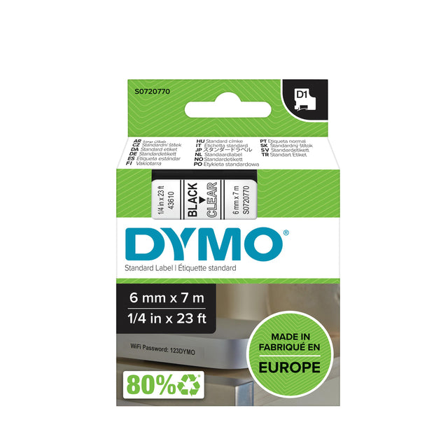 Dymo - Labele dymo labelmanager d1 polyester 6mm trns | 5 stuks