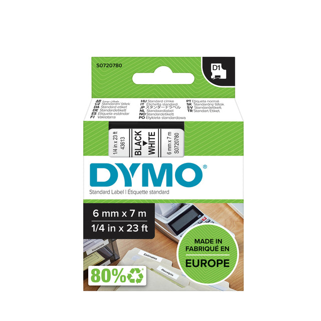 Dymo - Labele dymo labelmanager d1 polyester 6mm wit | 5 stuks