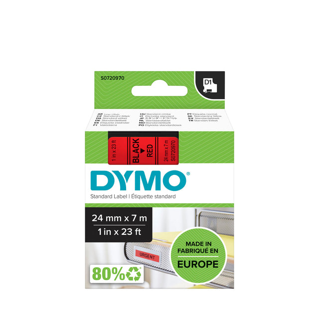 Dymo - Labele dymo labelmanager d1 polyester 24mm rood | 5 stuks