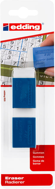 Edding - Gum edding r20 met kunststof blauwen houder 2st