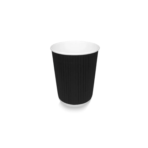 Klika - Kartonnen koffiebeker 230cc 8oz Ripple Zwart