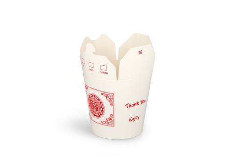 Klika - Wok to Go beker 16oz 400 ml karton wit met rood