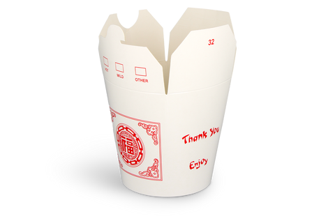 Klika - Wok to Go beker 32oz 1000ml karton wit met rood