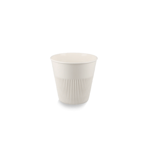 Klika - Herbruikbare koffiebeker 230cc 8oz geribbeld wit