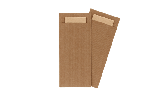 Klika - Bestekzakje pochette kraft met naturel servet