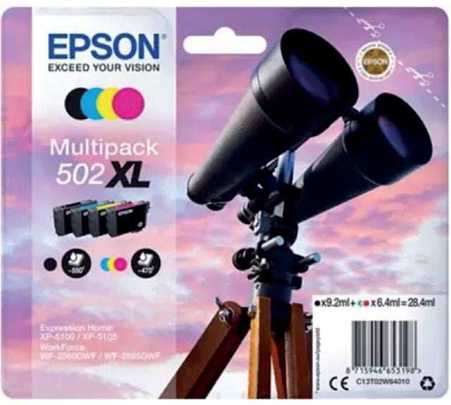 Cartouche d'encre Epson 502XL T02W6 noire + 3 couleurs HC