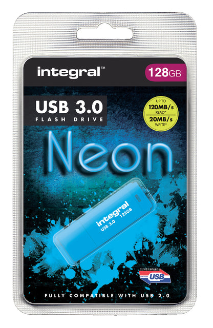 Integral - Usb stick 3.0 integral 128gb neon blauw