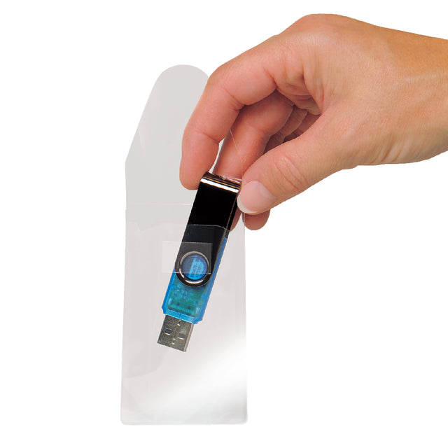 Cache USB 3L 52.5x90mm avec fermeture autocollante transparente | 10 morceaux