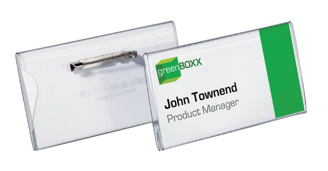 Durable - Badge durable 8001 met speld en klemrand 40x75mm | 100 stuks