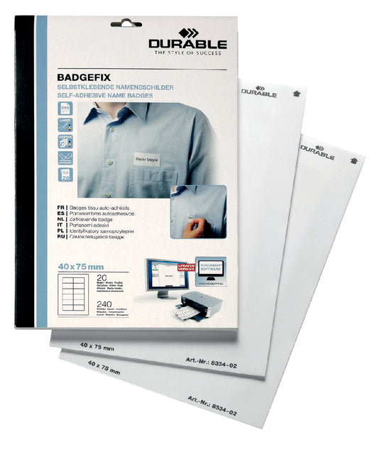 Durable - Naambadge etiket durable 40x75mm zelfkl wt 240st