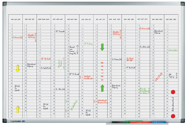Tableau de planification Legamaster premium agenda annuel vertical 60x90cm