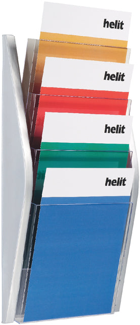 Helit - Folderhouder helit wand 4x a4 zilver