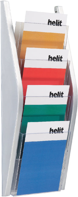 Helit - Folderhouder helit wand 4x a5 zilver