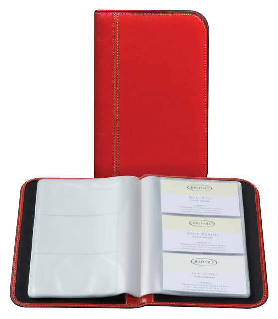 Brepols - Visitekaartenmap palermo voor 144 stuks rood