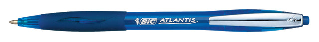 Stylo bille Bic Atlantis clip métal souple 1.0mm bleu | 12 pièces