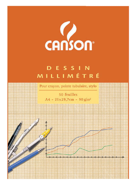 Canson - Millimeterblok canson a4 lichtbruin 50 vel | 10 stuks